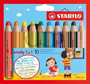 Krāsainie Zīmuļi STABILO WOODY 3 in 1 - 10 Krāsas