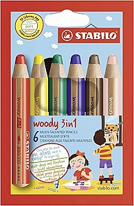 Krāsainie Zīmuļi STABILO WOODY 3 in 1 - 6 Krāsas