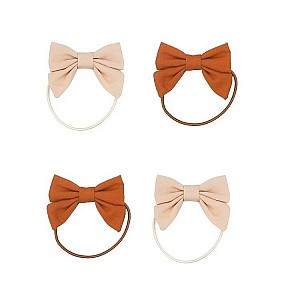 Grech & Co Hair Fable Bow Ponies set of 4 - Oat / Sienna